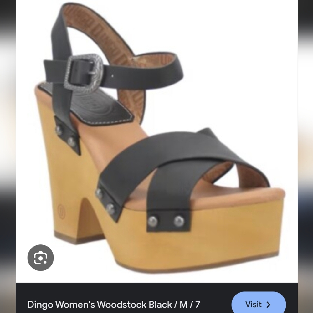 Dingo Black and Tan Platform Sandals with Chunky Heel